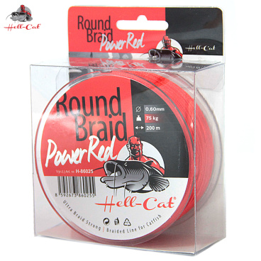 Hell-Cat Splétaná šňůra Round Braid Power Red, 200m